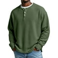 thumbnail image 1 of Mens Henley Shirts Button Collar Pullover Relaxed Fit Waffle Knit Tees, 1 of 4