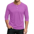thumbnail image 1 of Mens Henley Shirts Casual Lightweight 3/4 Sleeve T-Shirt Fall Athletic Workout Fashion Button Pullover Tops, 1 of 5