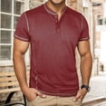 thumbnail image 1 of Mens Henley Shirts Lightweight Short Sleeve T-Shirt (Red S), 1 of 4