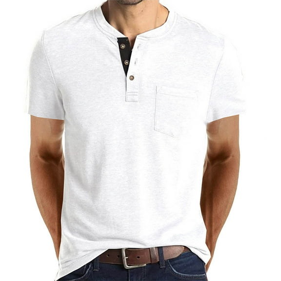 Mens Henley Shirts Long/Short Sleeve T Shirt Fashion Casual Basic Plain Cotton Tee Shirts
