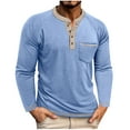 thumbnail image 1 of Mens Henley Shirts Long Sleeve Casual Button Classic T-Shirts Lightweight Color Block Tee Shirts Fall Pullover Tops with Pocket, 1 of 5