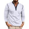 Mens Henley Shirts Long Sleeve Casual Button T-Shirt Classic Basic Lightweight Solid Pullover Tees Tops (3XL, White)