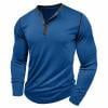 thumbnail image 1 of Mens Henley Shirts Long Sleeve Casual Button T-Shirt Classic Basic Lightweight Solid Pullover Tees Tops (M, Blue), 1 of 6