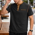 thumbnail image 1 of Mens Henley Shirts Short Sleeve Casual Button Basic T-Shirts Summer Classic Vintage Tee Shirts with Pocket, 3XL, 1 of 7