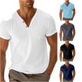 thumbnail image 1 of Mens Henley Shirts Short Sleeve Casual Tshirt Lightweight Summer Basic Tee Tops White Size XXXL, 1 of 8