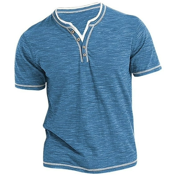Mens Henley Shirts Short Sleeve Henley Neck Solid Color Skim Fit Summer Casual Shirts