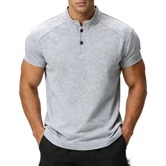 Mens Henley Shirts Short Sleeve Summer Casual Basic T-Shirts Pocket Button Tops Work Shirt Relaxed Fit Crew Neck Tee