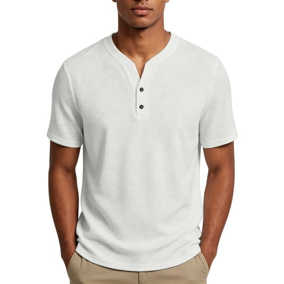 Mens Henley Shirts Short Sleeve Waffle Casual Tees Summer Athletic Work Gym T Shirts, 2XL
