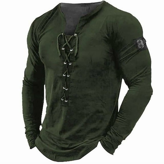 Mens Henley Shirts Vintage Distressed Tops Button Up Blouse Long Sleeve Casual Tee Shirts Gym Shirts Army Green 3XL