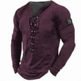 thumbnail image 1 of Mens Henley Shirts Vintage Distressed Tops Button Up Blouse Long Sleeve Casual Tee Shirts Gym Shirts Purple 3XL, 1 of 3