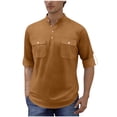 thumbnail image 1 of Mens Henley Short Sleeve T-Shirts Casual Band Collar V Neck Shirts Summer Solid Color Hippie Tops Beach Vacation Tees with Pockets, 1 of 6