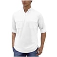 thumbnail image 1 of Mens Henley Short Sleeve T-Shirts Casual Band Collar V Neck Shirts Summer Solid Color Hippie Tops Beach Vacation Tees with Pockets, 1 of 6