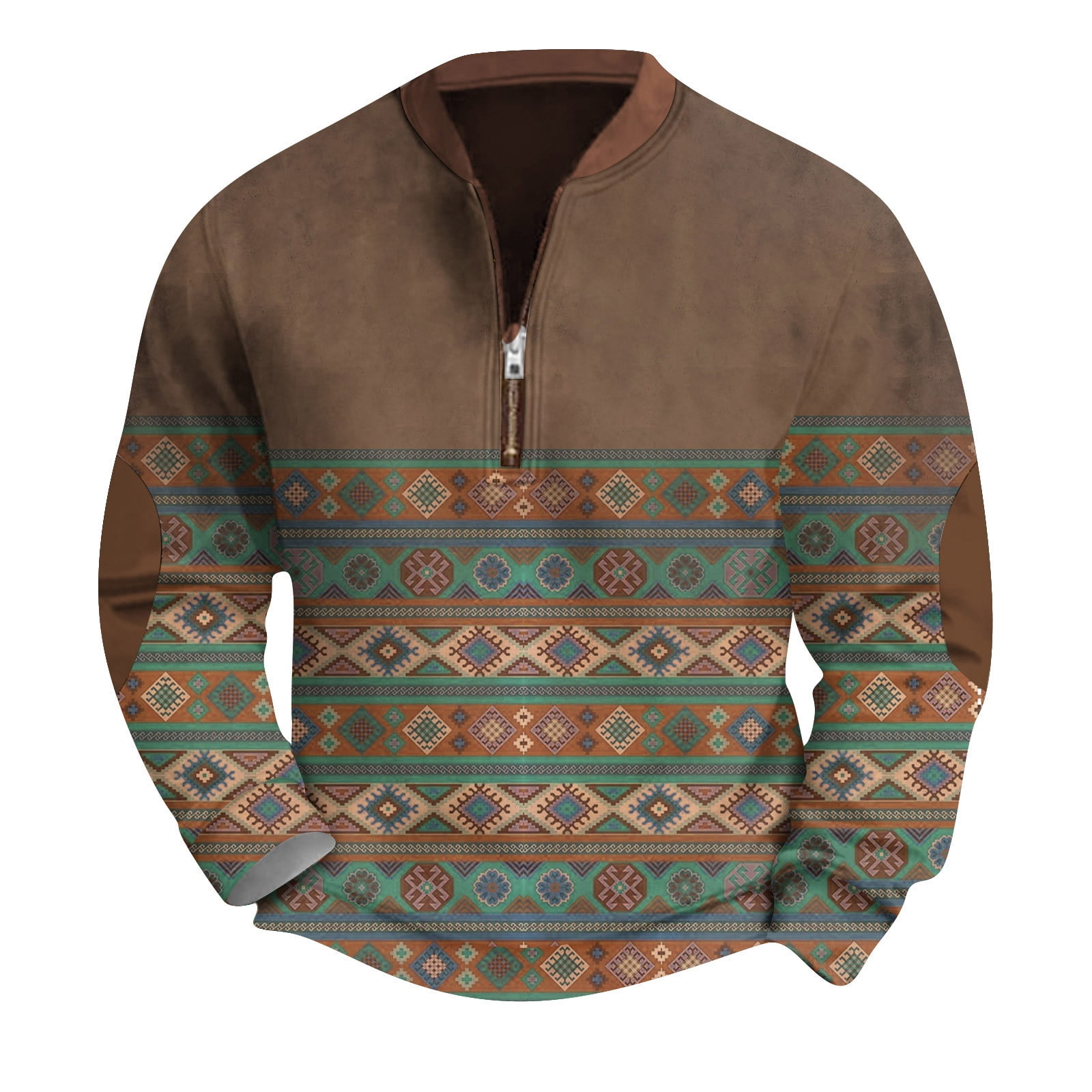 Mens Henley Sweatshirts Stand Collar Half Zip Pullover Tops Long Sleeve