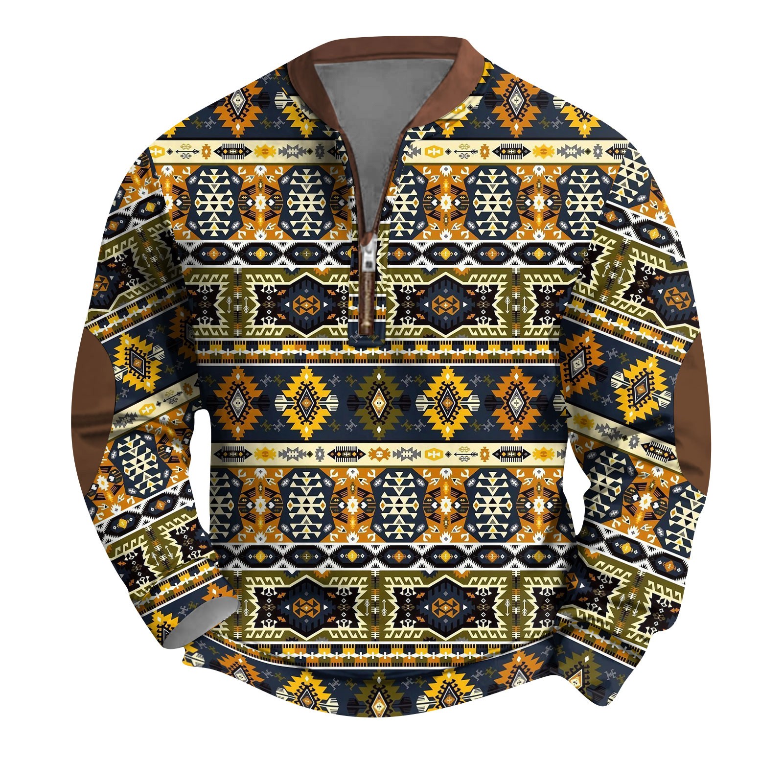 Mens Henley Sweatshirts Stand Collar Half Zip Pullover Tops Long Sleeve