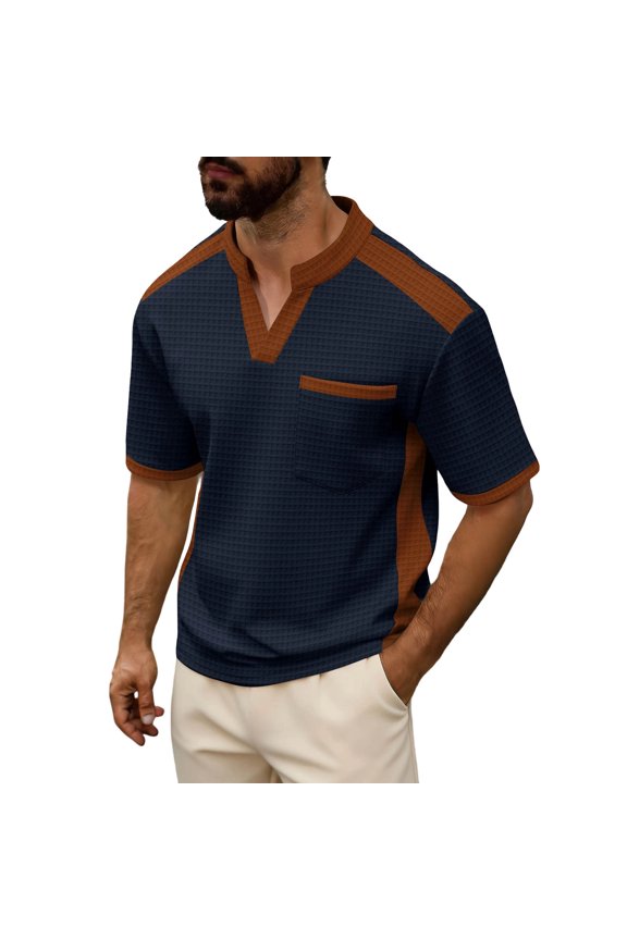 Mens Henley T Shirt Muscle Slim Fit Short Sleeve Tee Cotton Athletic Workout Bodybuilding Top, Summer Vintage Old Money Style Fashion Casual Heathered Shirt for Work