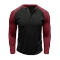 thumbnail image 1 of Mens Henley Tops Long Sleeve Button Crew Neck Pullover Shirt Men Color Block Sweatshirt Fashion Fall Loose Basic Tshirt (Black XL), 1 of 1