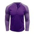 thumbnail image 1 of Mens Henley Tops Long Sleeve Button Crew Neck Pullover Shirt Men Color Block Sweatshirt Fashion Fall Loose Basic Tshirt (Purple M), 1 of 1
