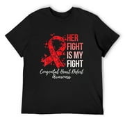 Mens Her Fight Is My Fight Congenital Heart Defect Chd Awareness T-Shirt Black Small