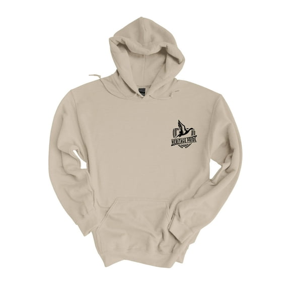 Mens Heritage Pride Hoodie Hunting Collection Pheasant Shield Crest Hooded Sweatshirt-Sand-xxl