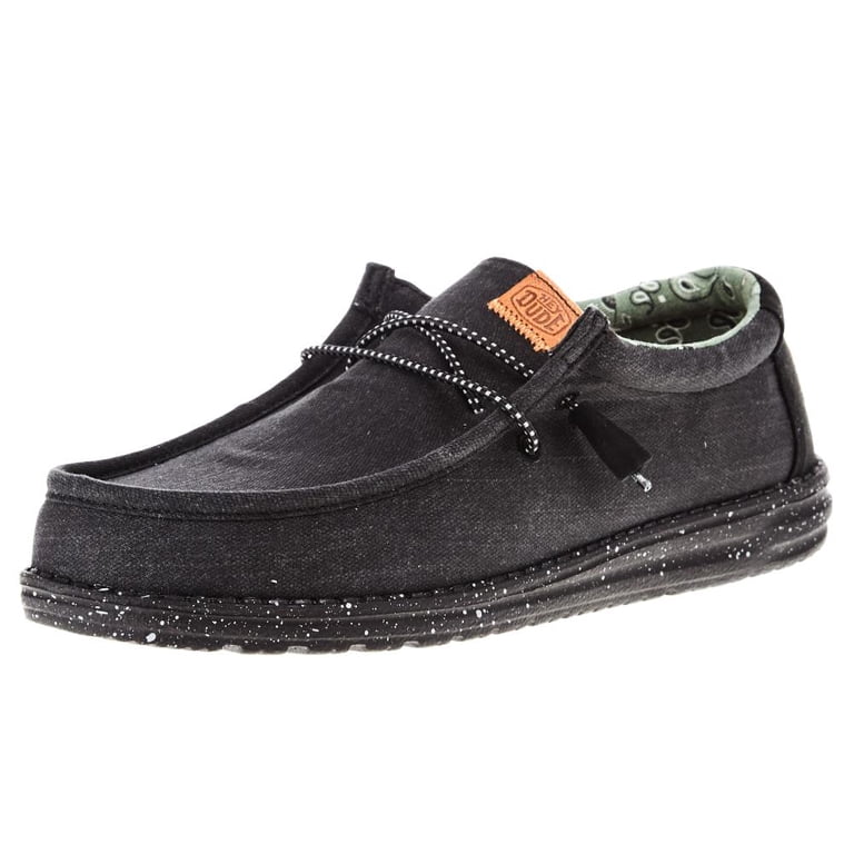 Mens Hey Dude Wally Black Washed Canvas Casual Shoe  display picture 3