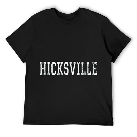 Mens Hicksville Vintage White Text Apparel T-Shirt Black