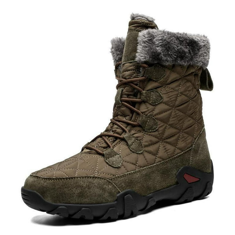 Mens High Ankle Snow Boots Waterproof Thick Plush Warm Lining 