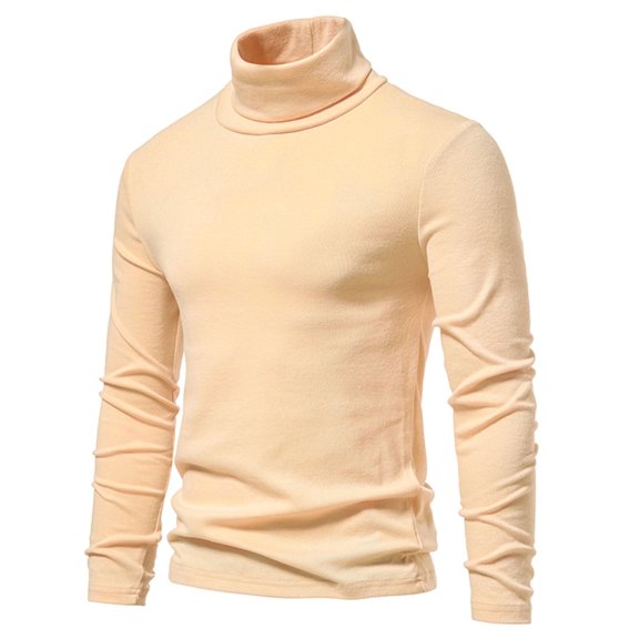 Mens High Neck Shirts Long Sleeve Wool Sweatshirts Trendy Stretchy Slim Pullover Solid Color Thermal Warm Basic Going-Out Business Work Tops