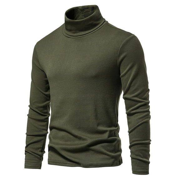 Mens High Neck Shirts Long Sleeve Wool Sweatshirts Trendy Stretchy Slim Pullover Solid Color Thermal Warm Basic Going-Out Business Work Tops