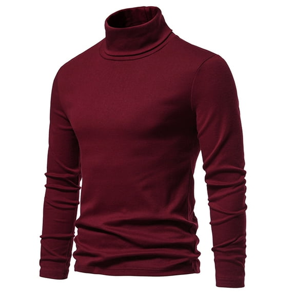 Mens High Neck Shirts Long Sleeve Wool Sweatshirts Trendy Stretchy Slim Pullover Solid Color Thermal Warm Basic Going-Out Business Work Tops