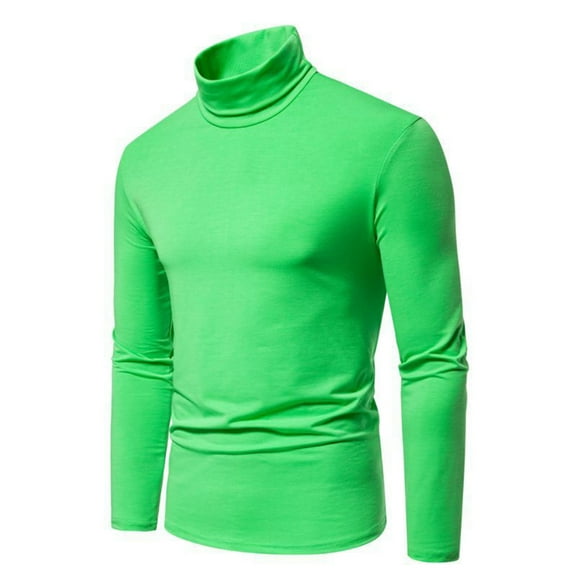 Mens High Neck T Shirts Casual Long Sleeve Pullover T-Shirts Basic Slim Fit Stretchy Solid Color Comfort Loungewear Tops Tshirts