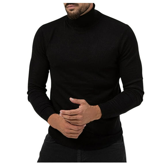 Mens High Neck T Shirts Casual Stretchy Slim Fit Long Sleeve Pullover Tops Basic Solid Color Comfort Turtleneck Office Workwear T-Shirts