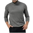 thumbnail image 1 of Mens High Neck T Shirts Casual Stretchy Slim Fit Long Sleeve Pullover Tops Basic Solid Color Comfort Turtleneck Office Workwear T-Shirts, 1 of 4