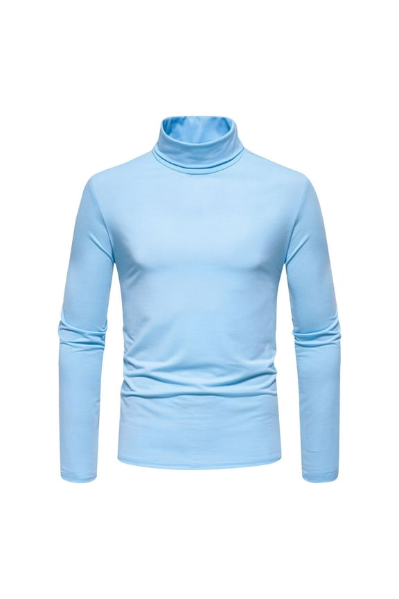 Mens High Neck Tops, Long Sleeve Shirts for Men Fall Casual Warmth Slimming Fit Solid Color Basic T-Shirts S-2XL