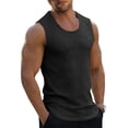 thumbnail image 1 of Mens High Neckline Tank Top Gym Workout Sleeveless Ribbed Solid Tank Top Athletic Shirts Dark Gray 2XL, 1 of 4
