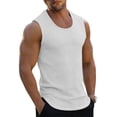 thumbnail image 1 of Mens High Neckline Tank Top Gym Workout Sleeveless Ribbed Solid Tank Top Athletic Shirts White L, 1 of 4