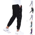 thumbnail image 1 of Mens High Split Snap Button Post Sweatpants Spring Training Joggers Tear Away Basketball Pants Black M, 1 of 7