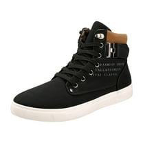 Mens High Top Fashion Sneakers Casual Walking Driving Tennis Canvas Flats Shoes Vintage Mid Calf Combat Boots