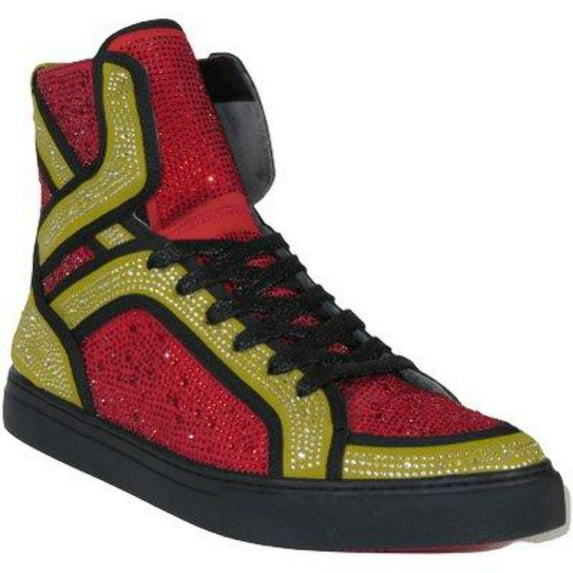Mens High Top Shoes By FIESSO AURELIO GARCIA ,Fancy Rhine stones 2402 Red Gold