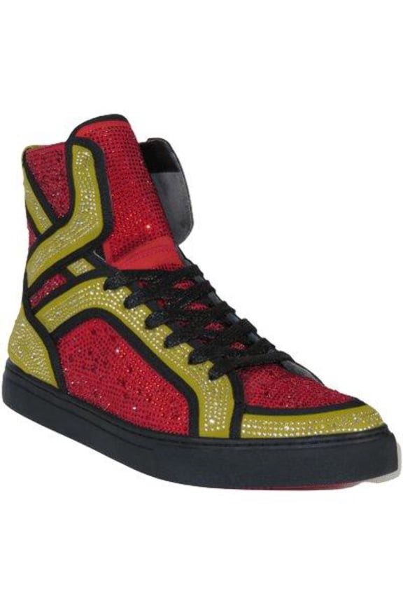 Mens High Top Shoes By FIESSO AURELIO GARCIA ,Fancy Rhine stones 2402 Red Gold