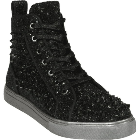 Mens High Top Shoes By FIESSO AURELIO GARCIA ,Spikes Rhine stones 2409 Black