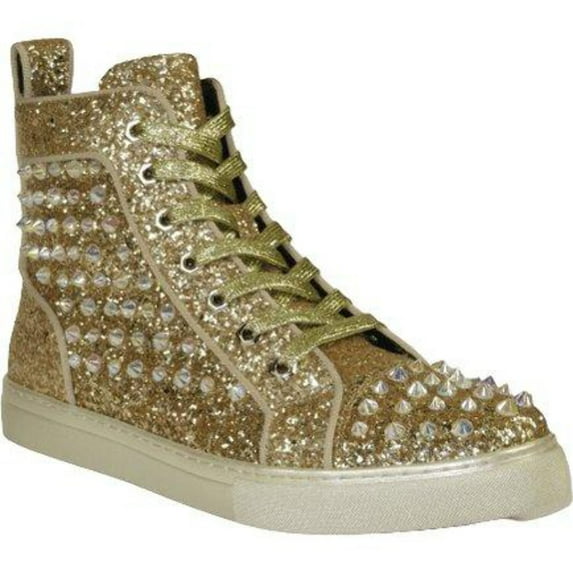 Mens High Top Shoes By FIESSO AURELIO GARCIA ,Spikes Rhine stones 2409 Gold