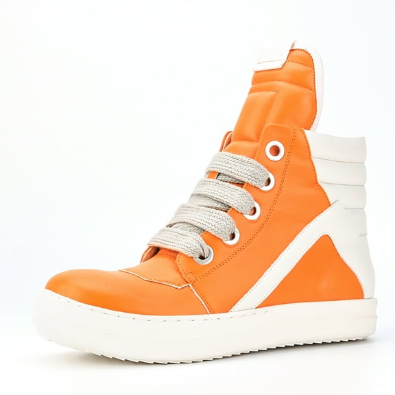 Mens High Top Sneakers Thick Shoe Laces PU Leather Comfort Platform Walking Shoes with Zipper