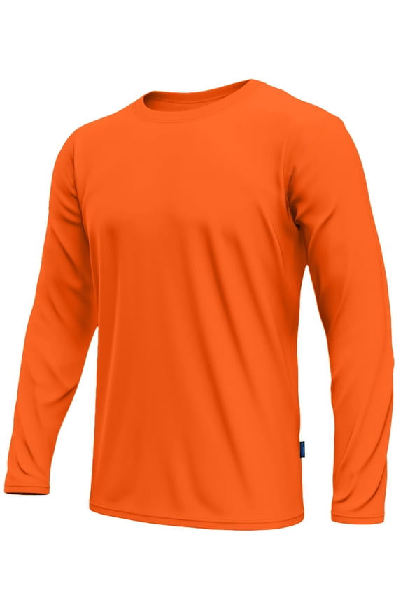 Mens High Visibility Athletic Workout Swim Shirt UPF50+Sun T-Shirt for Men Atharv Neon Orange (L)
