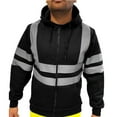 thumbnail image 1 of Mens High Visibility Hoodie Jackets - Reflective Strip Fleece Lined Safety Work Hoodies Coats for Men Black 3XL, 1 of 6