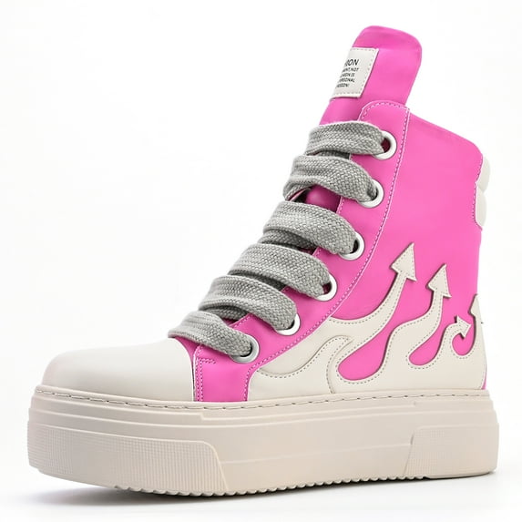 Mens High-top Thick-soled Shoelaces Are Casual, Fashionable And Comfortable. Classic Burning Flame Shoes Are Comfortable Sneakers