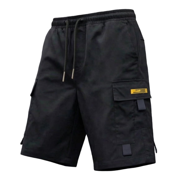 Mens Hiking 7" Cargo Pants Multi-Pockets Elastic Drawstring Waist Outdoor Climbing Shorts Fathers Gifts