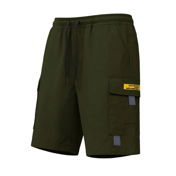 Mens Hiking 7" Cargo Pants Multi-Pockets Elastic Drawstring Waist Outdoor Climbing Shorts Fathers Gifts