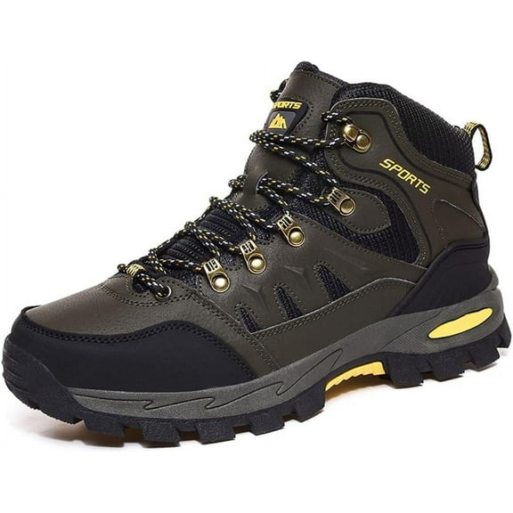 Mens Hiking Boots Non-Slip Outdoor Mid Top Ankle Boot Breathable Hiker Camping Trekking Shoes