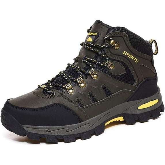 Mens Hiking Boots Non-Slip Outdoor Mid Top Ankle Boot Breathable Hiker Camping Trekking Shoes