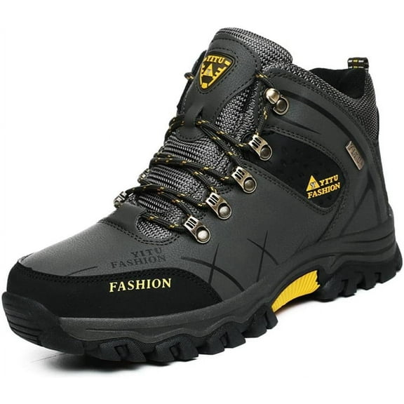 Mens Hiking Boots Non-Slip Outdoor Mid Top Ankle Boot Breathable Hiker Camping Trekking Shoes